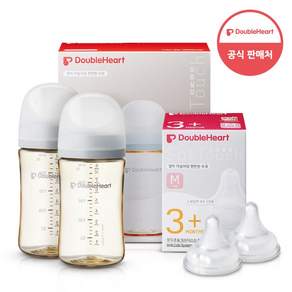 더블하트 모유실감 3세대 PPSU 모먼트 트윈팩 240ml+젖꼭지(2입)