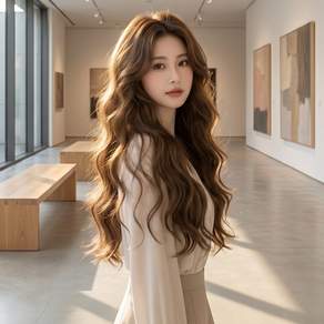 가발 내추럴 여성 패션 전체 데일리 롱 웨이브펌(수납 포켓 포함)
