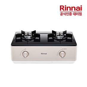 린나이 2구 가스레인지 AA건전지 자동불꽃조절센서 매트샌드 베이지