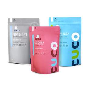 한내음 CUCO 1kg 3종 세트(베이킹소다+과탄산소다+구연산), 1kg 베이직 3종 세트(과+베+구)