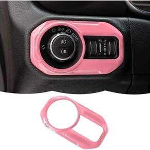 RT-TCZ 헤드라이트 스위치 버튼 트림 커버 램프 장식 인테리어 액세서리 Jeep Wrangler JL JLU 및 Gladiator JT 2018-2023 호환 연한 파 Pink
