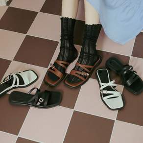 [프리플라] [리퍼브]rfb053-7 Belt X-Strap Mules - 3 Colors