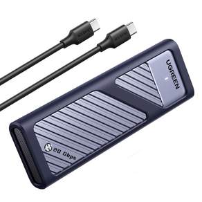 UGREEN 유그린 20Gbps 히트 싱크 M.2 NVMe SATA SSD 외장하드 케이스 USB 3.2 Gen2x2 인클로저|알루미늄 방열 |8TB 지원|C타입 케이블 동봉