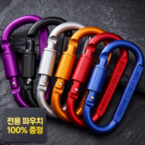 꽉잡아 절대 안전 잠금 초고강도 D형 알루미늄 카라비너 + 전용 파우치 세트