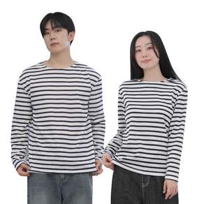 남녀공용 티셔츠 스트라이프 긴팔티 빅사이즈 여성 남성 긴팔 단가라 줄무늬 봄 가을 간절기 선물 커플티셔츠 사계절 커플티 기본티