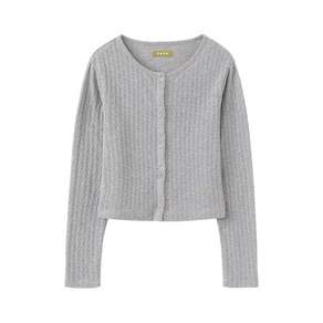 포에브 Double-Button Knit Cardigan - Melange Grey