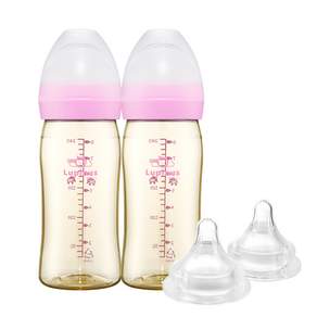 루피너스 PPSU 젖병 240ml 트윈팩(블러쉬핑크/2개입)+젖꼭지(2개입)