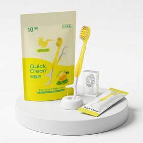 [올인원 만능 여행템] HR 메디컬 퀵클린 Waterless 일회용 미니칫솔 레몬민트향 10개입