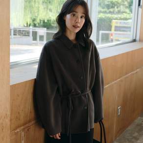 [2차] Moor Handmade Half Coat 코트(Deep Olive) 여성숏코트 여자숏코트 숏코트 겨울코트 울코트 하프코트 오버핏코트 데일리코트