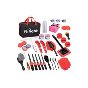 Nilight 27PCS 자동차 디테일 키트 자동 청소 도구 세탁 세트 수납용 휴대 가방 가정용 인테리어용 딥 클린 폴란드 자동차 관리 윈드실드 대시보드 시트 에어 벤트 휠 타