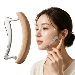 스테인리스 괄사 원목 손잡이 얼굴 괄사 근육 릴렉스 전신용 마사지 도구