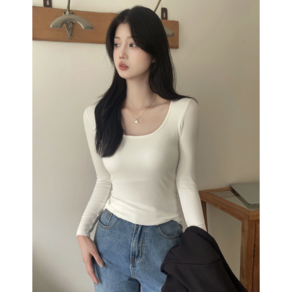 [1+1 핏 예쁜 필수이너템!] 캡내장 기모안감 쫀쫀 골지 유넥 긴팔이너티 기본슬림핏