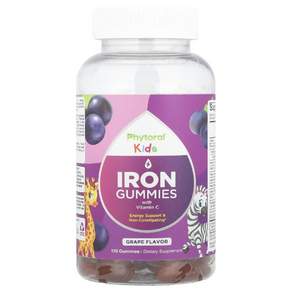 파이토럴 철분 구미즈 Iron Gummies 비타민C 함유 어린이용 포도 구미젤리 120정