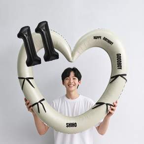 해피제이니 블랙 숫자 하트프레임 풍선 생일파티용품세트(프리레터링 시트지 포함) 포토존