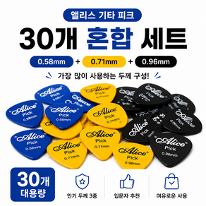 엘리브 기타 피크 30개 혼합 세트 초보자 추천 두께 3종 구성