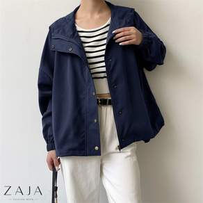 ZAJA 여성 봄가을 점퍼 데일리 캐주얼 단색 루즈핏 후드 작업복 코트