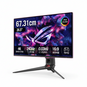에이수스 4K UHD QD OLED 240Hz 0.03ms 멀티스탠드 ROG Swift 게이밍 컴퓨터 모니터