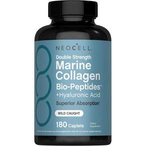 NeoCell Marine Collagen Peptides Supplement | 180 Caplets | with Hyaluronic Acid | Double Strength