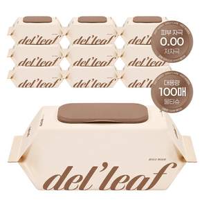 물티슈 100매 10팩 도톰한 물티슈 구매1위 deLLeaf 베이지 무드