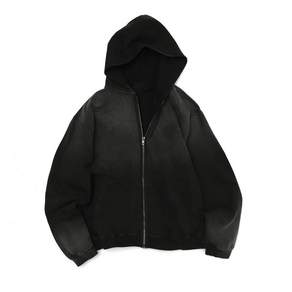 슬릭앤이지 Thin Zip-up Hoodie Faded Black [Timelesssportswear X SLICK AND EASY]