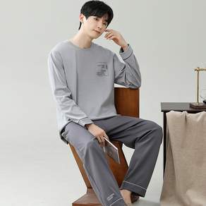 남성 모달 잠옷 상하세트 부드러운 착용감 심플 디자인 홈웨어 사계절-661