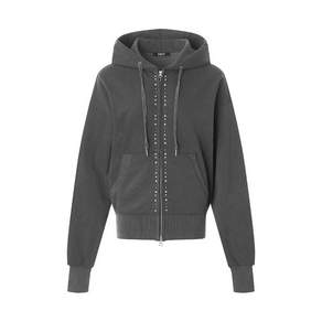 이유씨티 EUCT Hotfix Rhinestone Hood Zip Up - CHACOAL