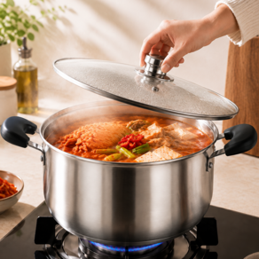 Skyciky 대용량 스텐 곰솥 인덕션 양수냄비 스테인리스 냄비 찌개 전골 국물요리 냄비