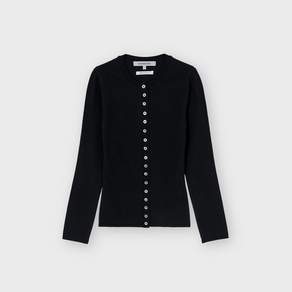 브라운야드 W Slim Round Cardigan Black