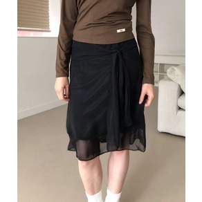 DELIDI Adela shirring midi skirt (black)
