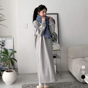 디테일웨어 여성 기모 롱원피스 무지 삼각 맨투맨 오버핏 편한원피스 젊줌마 임산부 원피스 임부복 꾸안꾸룩