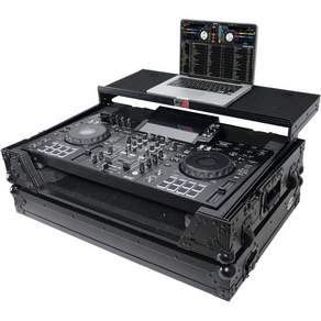 ProX XSXDJRX3WLTBL ATA 파이오니어 DDJREV5용 플라이트 케이스 DJ 컨트롤러 및 노트북 선반 포함 1U 랙 공간 바퀴 블랙