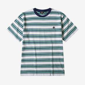 르몽생미셸 Cotton Stripe Round Neck T-shirt_Green_LSTD0TS91U E7F2G9H4 L7M3N8P1