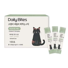데일리 바이츠 고양이 데일리 짜먹는 스틱 100p 기호성좋은 입짧냥들의 대용량간식 최근제조상품