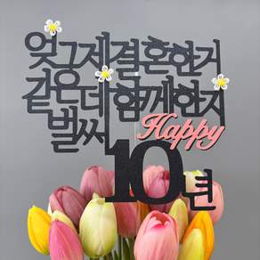 스프링데일 결혼 기념일 10주년 여행 케이크 커플 부부 토퍼