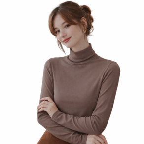 MS HOME 여성 모달 반목 폴라 이너 티셔츠 긴팔