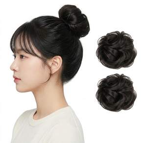 1+1풍성한 똥머리 가발 올림머리 볼륨 부분가발 자연스러운 헤어피스