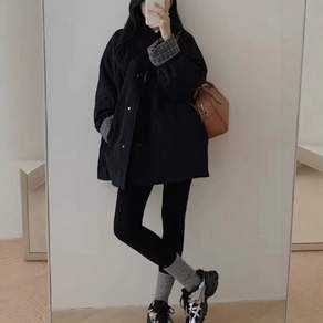 가을겨울 여성용 배색 포인트 누빔 트렌치 재킷 루즈핏 울트라 데일리 출근룩