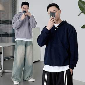 스토드 헨리넥 오버핏 니트 후드티