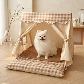 FEVIRO 반려동물 텐트하우스 숨숨집 강아지 고양이 여름 실내 하우스 쿨매트 포함 천막 세탁가능