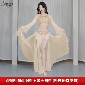스팽글 밸리댄스 의상 세트 벨리복 롱스커트 메쉬 연습복 퍼포먼스용 반짝이 공연복 스타일 모던한 디자인