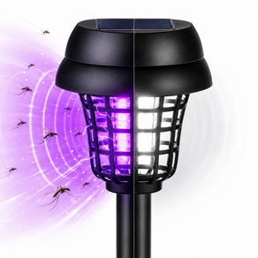 태양광 LED 모기퇴치 정원등 방수 무선 잔디등 듀얼모드 벌레유인등 백색조명 캠핑 마당 테라스, 검정색