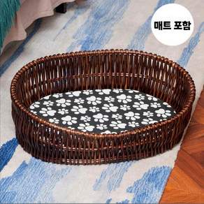 고양이 라탄 강아지 바구니 사계절 개집 아지트 세척 탈착