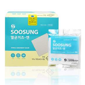 수성위생재료 멸균거즈 N형 10x10cm 8겹 (총100매) 드레싱 거즈패드