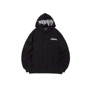 ALL ABOUT NEW 흘림체자수후드풀오버 블랙 ANZ3TH05ABK