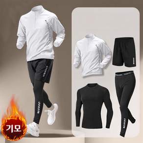 미스손 남성 가을 겨울 기모 러닝복 헬스복 4종세트 반집업 긴팔티 반바지 레깅스 트레이닝복 운동복 AL26DW051
