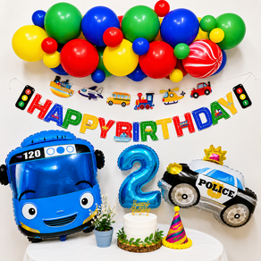 스마일파티 타요 풍선 생일파티세트 자동차풍선