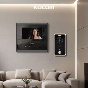 코콤 4선식 7인치 아날로그 노출형 인터폰 비디오폰 KCV-S701 KC-R81E 초인종 세트 블랙
