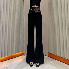 쌍천 하이웨이스트로 떨어지는 나팔바지 스타일리쉬 슬림핏 캐주얼 바지 여바지 댄스 바지 라틴 팬츠 무대 공연복 W26021419