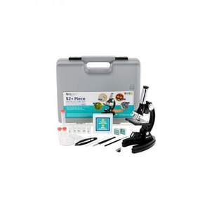 금속 본체 현미경 플라스틱 슬라이드 LED 조명 및 휴대용 상자가 포함된 AmScope 120X-1200X 52개 초급 현미경 STEM 키트M30-ABS-KT2-W 화이트