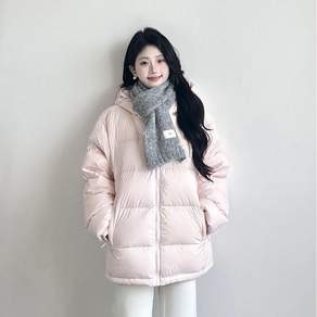 Seevary 겨울 여성 후드 단색 패딩 점퍼 심플 루즈핏 재킷 아우터